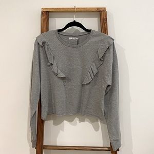 Zara Gray Sweatshirt with Ruffle Detail